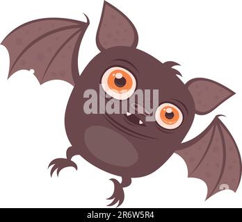 Cartoon Vector illustration d'une chauve-souris vampire chubby mignon avec de grands yeux orange. Idéal pour Halloween ! Illustration de Vecteur