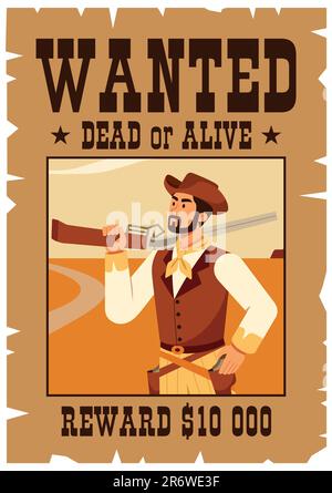 Wild West Wanted Poster Illustration de Vecteur
