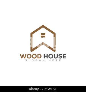 eps10 vecteur lettre initiale w modèle de conception de logo de maison en bois isolé sur fond blanc Illustration de Vecteur
