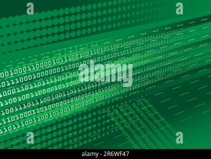 Arrière-plan abstrait de code binaire vert foncé avec effet demi-ton. Disponible au format vectoriel. Le format vectoriel est un fichier EPS Adobe Illustrator, compresse... Illustration de Vecteur