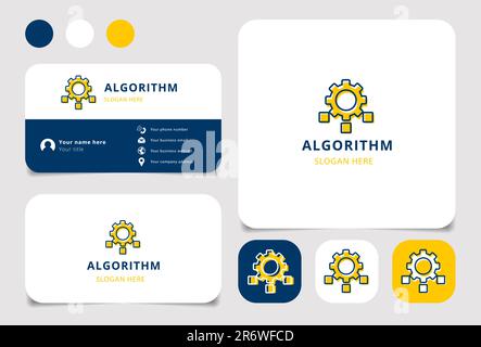 Logo d'algorithme avec texte modifiable. Modèle de livre de marque et de carte de visite. Illustration de Vecteur