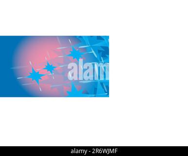 Texture du bleu transparent abstrait volumétrique magie à la mode de diverses formes de lumière espace aérien étoiles sculptées sur un fond bleu et co Illustration de Vecteur