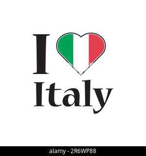 J'aime le texte italien avec icône coeur pour carte de voeux, poster, t shirt imprimé design Illustration de Vecteur