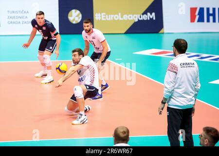 Zadar, Croatie. 11th juin 2023. Marino Marcelic de Croatie pendant le match de la Ligue européenne d'or de volley CEV 2023 groupe B entre la Croatie et l'Ukraine au Kresimir Cosic Sports Hall à Zadar, Croatie, sur 11 juin 2023. Photo: Sime Zelic/PIXSELL crédit: Pixsell/Alay Live News Banque D'Images