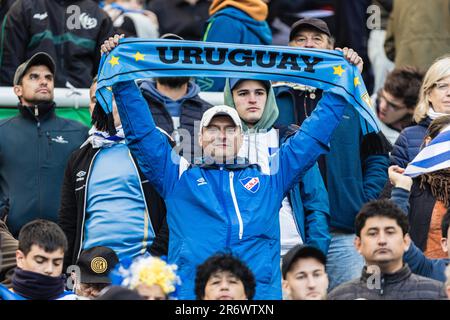 Uruguay fans avant le match final de la coupe du monde de la Fifa U20 Uruguay U20 contre Italie U20 au stade de la Plata, Tolosa, Argentine, 11th juin 2023 (photo de Mateo Occhi/News Images) Banque D'Images