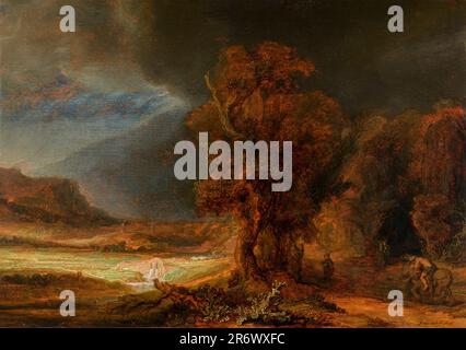 Paysage avec le bon Samaritain. Rembrandt. 1638. Banque D'Images