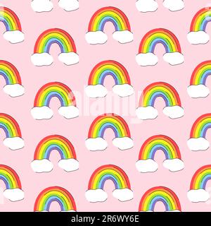 Arc-en-ciel LGBT avec motif de nuages sans couture. La Saint-Valentin sera utilisée sur les cartes, les bannières et les affiches. Design festif. Concept de fierté gay. Illustration de Vecteur