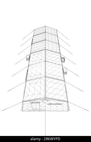 Tente noire blanche filaire. Illustration vectorielle isolée sur fond blanc. Tente pour la randonnée et le voyage, militaire. Tente filaire pour la vie sauvage dans Illustration de Vecteur