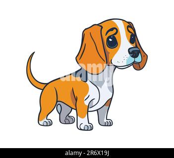 Beagle chien chiot Vector art isolé sur blanc. Illustration de Vecteur