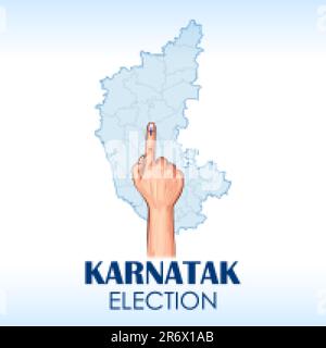 Illustration de différentes personnes montrant le doigt de vote pour l'élection de l'Assemblée législative de Karnataka Illustration de Vecteur