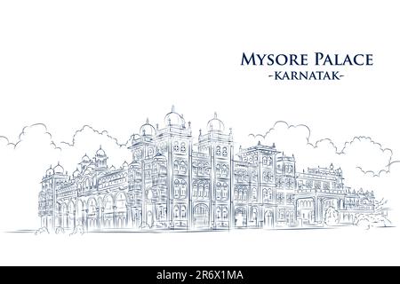 Illustration du palais Mysore de l'État de Karnataka, Inde Illustration de Vecteur