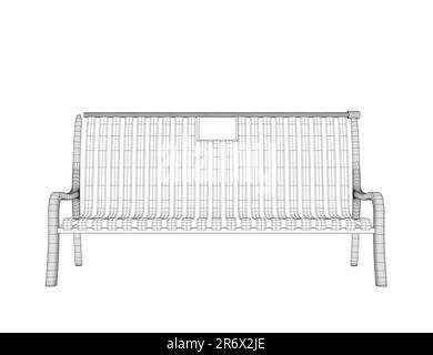 Atelier de vecteur filaire isolé. Banc en bois isolé sur fond blanc. Banc de parc isolé sur fond blanc, banc en fer forgé, vecteur il Illustration de Vecteur