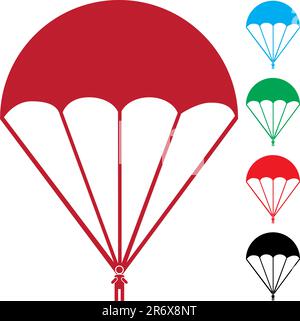 Ensemble de 5 parachutistes venant en chutes. Illustration de Vecteur