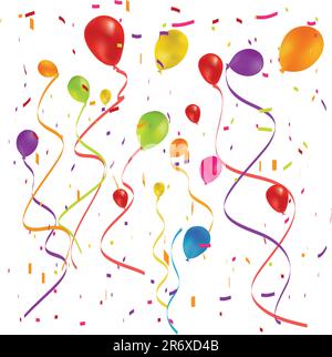Ballons d'air de fête et illustration de vecteur confetti Illustration de Vecteur