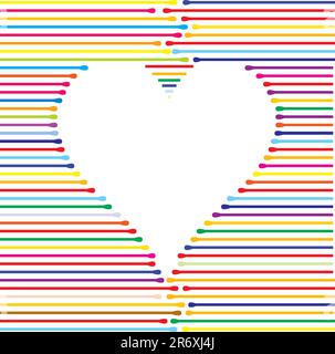coeur en lignes de colo arc-en-ciel, illustration vectorielle Illustration de Vecteur
