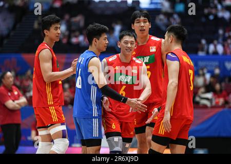 Nippongaishi Hall, Aichi, Japon. 10th juin 2023. Groupe de l'équipe de la Chine, 10 JUIN 2023 - Volleyball : FIVB Volleyball Nations League 2023 Round préliminaire masculin entre l'Iran et la Chine au Nippongaishi Hall, Aichi, Japon. Credit: AFLO SPORT/Alay Live News Banque D'Images