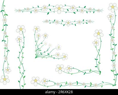 De belles petites fleurs sur tiges, décors pour les cartes Illustration de Vecteur