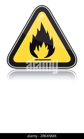 Signalisation triangulaire jaune. Inflammable Attention Illustration de Vecteur