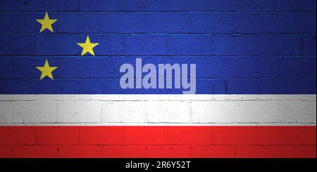 Drapeau de Gagaouzie (Moldavie) peint sur un mur de blocs de cendres. Banque D'Images