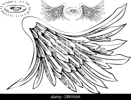 Image d'un ensemble Angel Wing Halo. Illustration de Vecteur