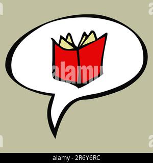 Livre ouvert à la main de dessin animé dans une info-bulle. Fichier vecteur disponible Illustration de Vecteur