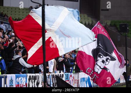 MELBOURNE, AUSTRALIE - 19 NOVEMBRE : lors du match de football de la Ligue A de la série 1 entre le Melbourne City FC et le Brisbane Roar FC on 19 novembre 2021 à l'AAMI Park de Melbourne, en Australie. Banque D'Images