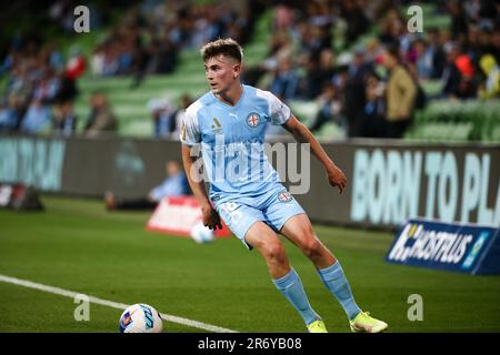 MELBOURNE, AUSTRALIE - 19 NOVEMBRE : lors du match de football de la Ligue A de la série 1 entre le Melbourne City FC et le Brisbane Roar FC on 19 novembre 2021 à l'AAMI Park de Melbourne, en Australie. Banque D'Images