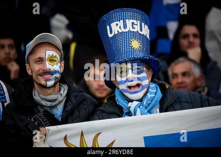 La Plata, Argentine. 11th juin 2023. Uruguay fans vus avant le match entre l'Uruguay contre l'Italie dans le cadre de la coupe du monde U20 Argentine 2023 - final match à Estadio Unico 'Diego Armando Maradona'. Note finale: Uruguay 1 - 0 Italia crédit: SOPA Images Limited/Alay Live News Banque D'Images