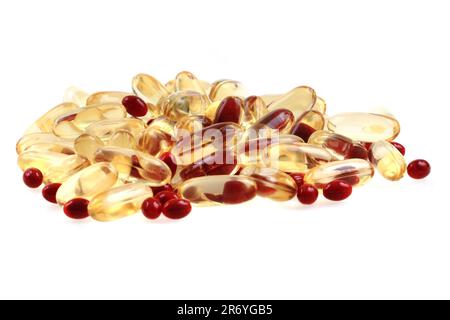 pilules médicales isolées sur fond blanc Banque D'Images