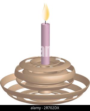 Chandelier doré avec bougie en feu rose, vecteur Illustration de Vecteur