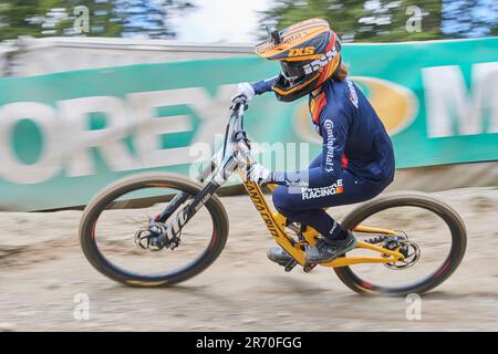 Lenzerheide, Suisse. 9 juin 2023. KENYON Rebeka Aimi GBR während des Downhill finals der Junior Frauen am UCI Mountain Bike World Series coupe du monde 2 Banque D'Images