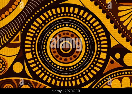 Wallpaper with a national abstract African pattern in brown and yellow tones. Banque D'Images