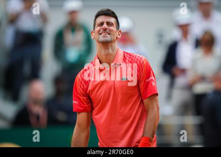 Paris, France 20230611.Novak Djokovic célèbre après avoir remporté la finale de tennis au tournoi Roland-Garros entre Casper Ruud et Novak Djokovic de Serbie. Photo: Beate Oma Dahle / NTB Banque D'Images