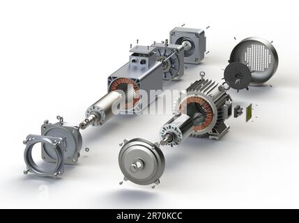 Vue en coupe du moteur électrique d'entraînement de l'axe Banque D'Images