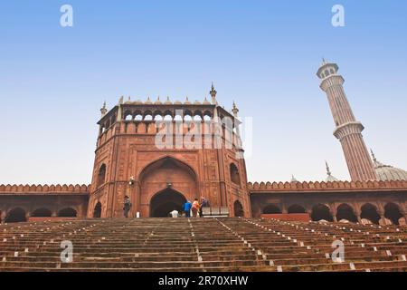 Inde. Vieux Delhi. Mosquée JAMA Masjid Banque D'Images