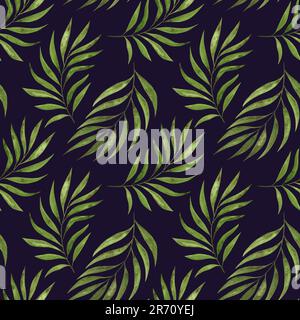 Motif exotique sans couture avec feuilles tropicales sur fond blanc. Banque D'Images