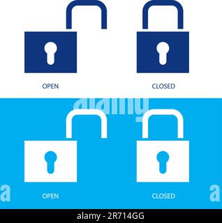 Illustration d'un cadenas en position ouverte ou fermée Illustration de Vecteur