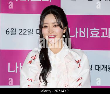 9 juin 2023 – Séoul, Corée du Sud: L'actrice sud-coréenne Hong Soo-ah, photocall pour le film "The Butterfly Effect" conférence de presse à Séoul, Corée du Sud sur 9 juin 2023. Le film s'ouvre sur 22 juin. (Photo de Lee Young-ho/Sipa USA) Banque D'Images