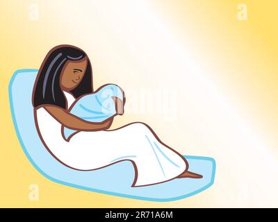Stylized illustration of a mother and her newborn baby. Illustration de Vecteur