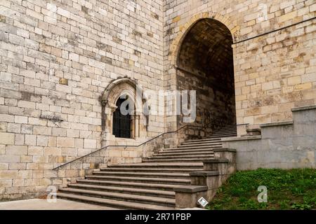 Belle cathédrale de Santander située dans le centre historique de la ville. Vue sur la Plaza Asunción et le monument Nuestra Señora de la Asunción. Banque D'Images