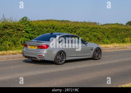 BMW M3 CS S-A, M TwinPower Turbo DCT Auto Start/Stop Grey Saloon Pétrol 2018 2979 cm3 ; au Classic & Performance Motor Show à Hoghton Tower ; Supercar Showtime juin 2023 Banque D'Images