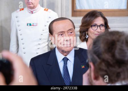 Rome, Italie. 12th juin 2023. Silvio Berlusconi rencontre des journalistes lors des consultations après la démission du gouvernement Conte au Palais Quirinal, le 28 août 2019 (Credit image: © Matteo Nardone/Pacific Press via ZUMA Press Wire) USAGE ÉDITORIAL SEULEMENT! Non destiné À un usage commercial ! Banque D'Images