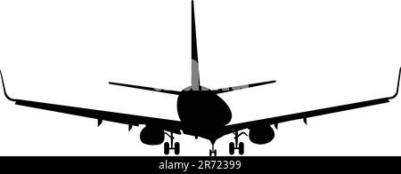 L'illustration vectorielle de l'avion silhouette est isolée sur fond blanc Illustration de Vecteur