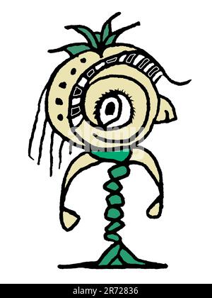 Fantaisie fier femme robot alien dessin animé coloré drôle mignon dessin Banque D'Images