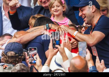 Paris, France. 11th juin 2023. Le joueur de tennis Novak Djokovic après la finale masculine au tournoi de tennis Grand Chelem ouvert en 2023 à Roland Garros, Paris, France. Frank Molter/Alamy Actualités en direct Banque D'Images