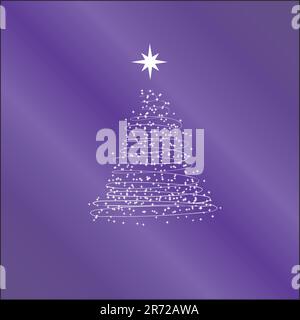 Arbre du nouvel an composé d'étoiles sur fond violet.Vector Illustration de Vecteur