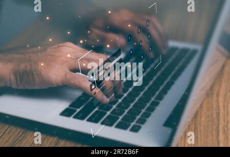 concept de protection des données et de sécurité internet, nom d'utilisateur et mot de passe sur l'ordinateur, accès sécurisé Banque D'Images