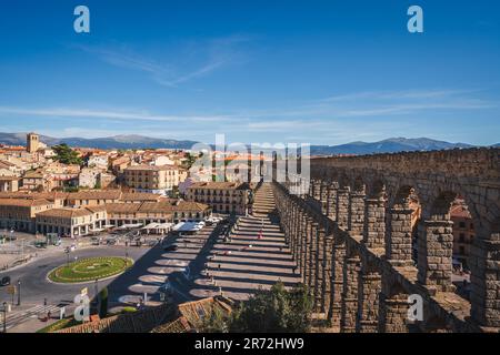 Acueducto de Segovia, le célèbre aqueduc romain de Segovia, Espagne Banque D'Images