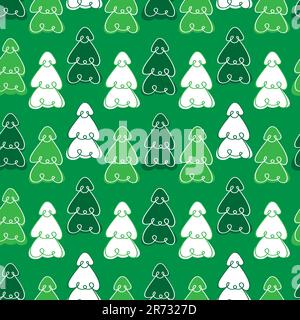 Motif abstrait de forêt de pins sans couture sur fond vert. Motif forêt d'hiver sans couture. Nouvel an, Noël, Noël texture avec sapin FO Illustration de Vecteur