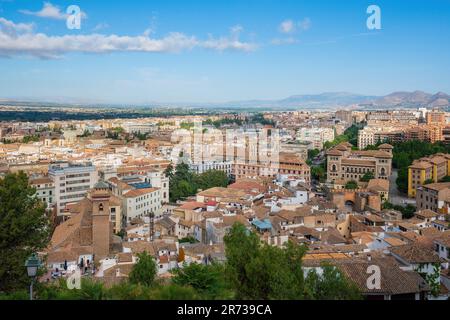 Vue aérienne du centre-ville de Grenade - Grenade, Andalousie, Espagne Banque D'Images
